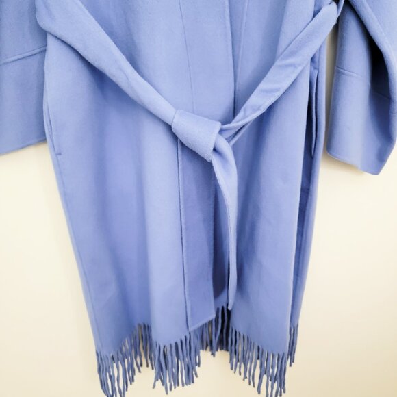 Zimmermann Fringe Wool Wrap Coat Periwinkle 1 Small - Picture 4 of 11